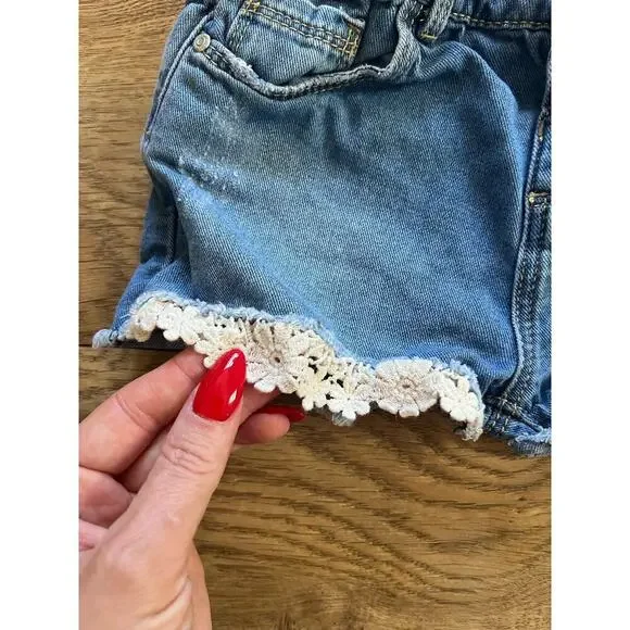 Zara baby jean shorts with lace girls size 2-3 - Picture 2 of 6